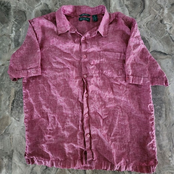 Cubavera Linen Shirt Mens XL Red Summer Spring Travel Short Sleeve Button Up - Picture 1 of 3